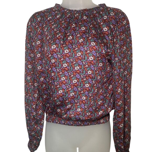Omika NWT Handmade in India Floral Long Sleeve Elastic Hem Blouse Size Small - Picture 1 of 4